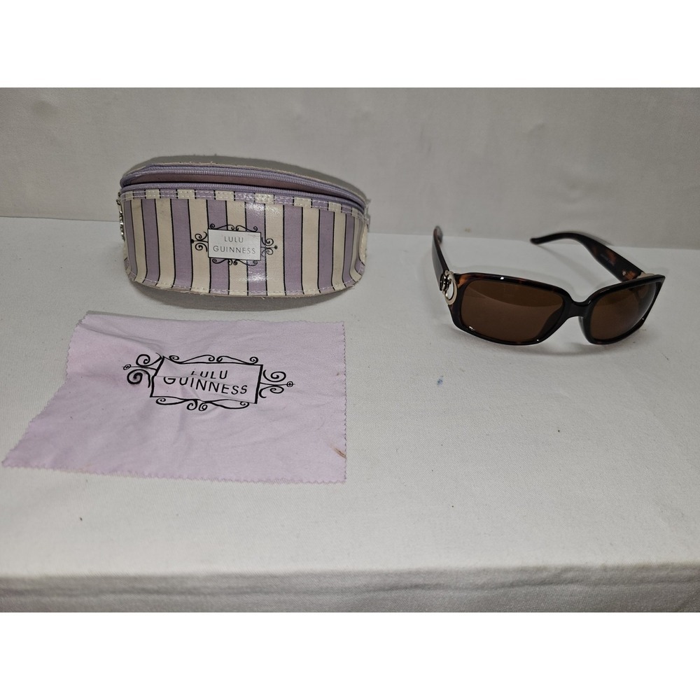 Foster Grant Sunglasses Tortoise Shell Frame KM1008 Lulu Guinness Zip Case